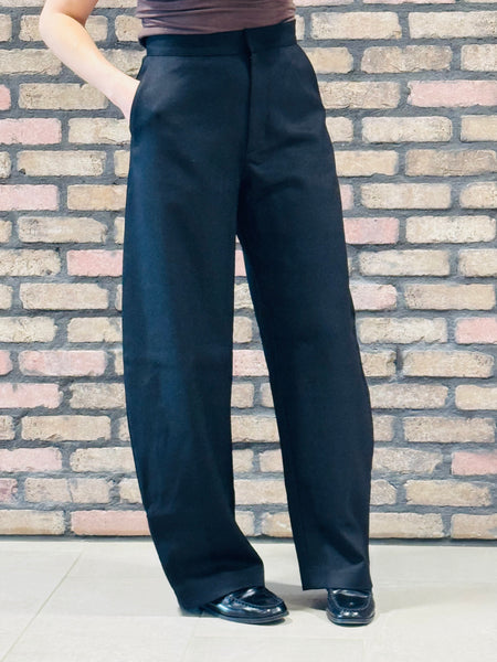 High Waisted Barrel Leg Pants - Black