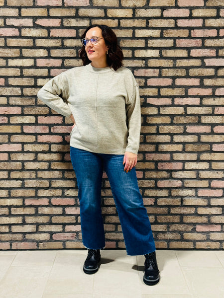 Melange Front Seam Sweater - H Mocha