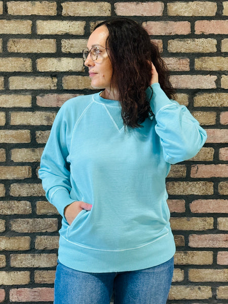French Terry Pullover - Mint Sky