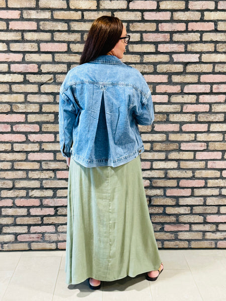 Boxy Denim Trucker Jacket - Medium Wash