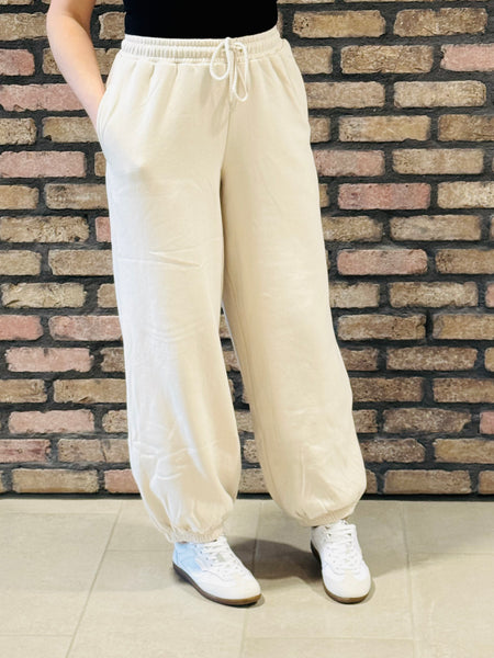 90’s Oversized Sweatpants - Beige