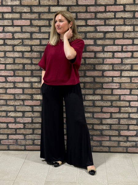 Double Knit Banded Bottom Top - Cabernet