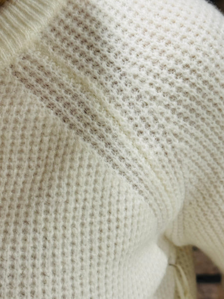 Waffle Pullover Sweater - Ivory