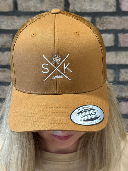 SK Embroidered Retro Trucker Cap - Khaki