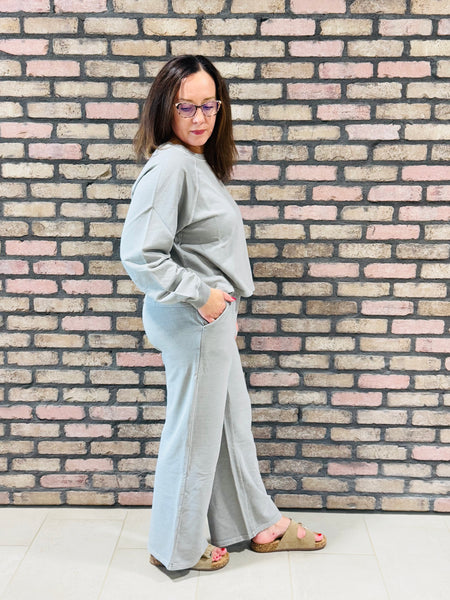 French Terry Pullover and Pants Set - Sleet