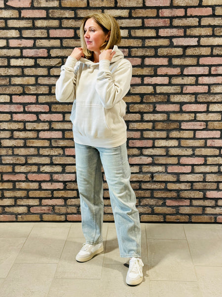 Fleece Boyfriend Hoodie - Beige
