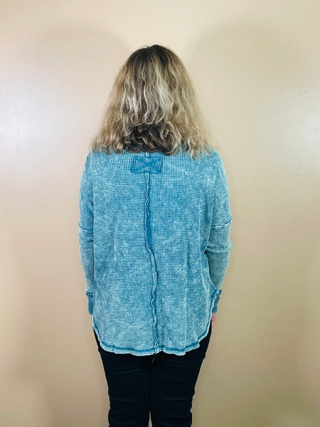 Oversized Baby Waffle Top - Teal