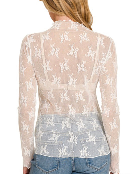 Lace See - Through Top - Ivory