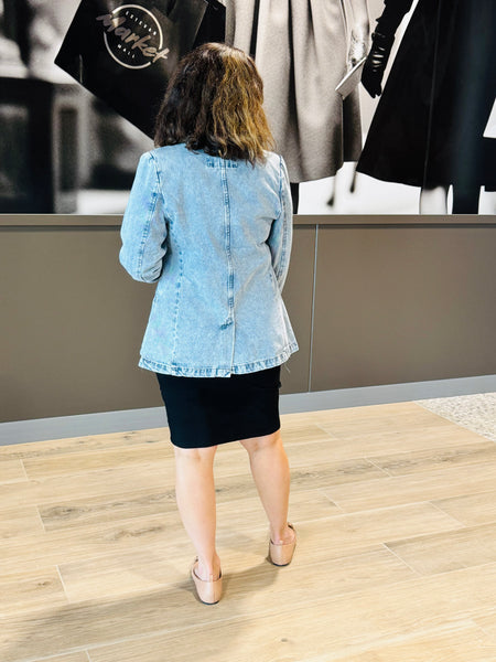 Washed Denim Blazer - Light Wash