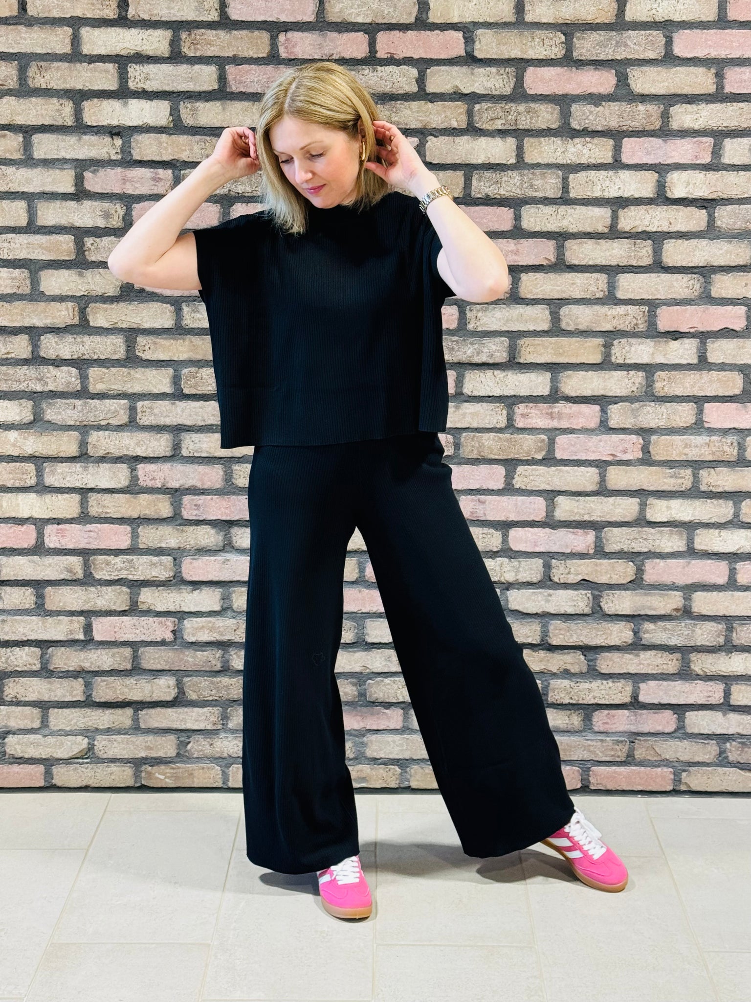 Viscose Ribbed Set - Black