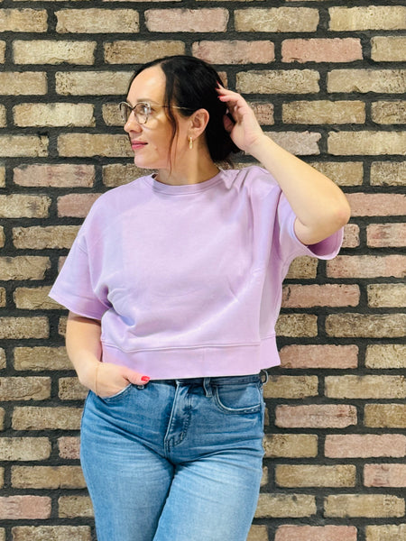 Soft Short Sleeves Sweatshirt - Lavender