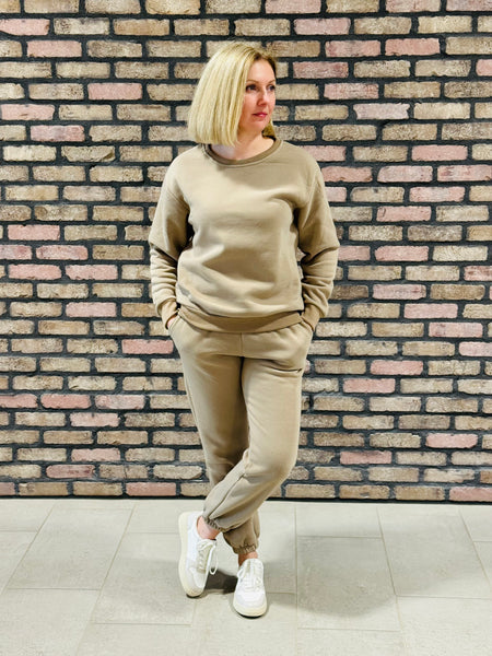 Fleece Crewneck Pullover - Taupe