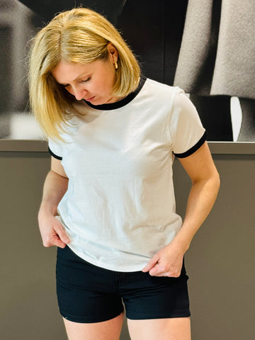 Contrast Binding Tee - Black