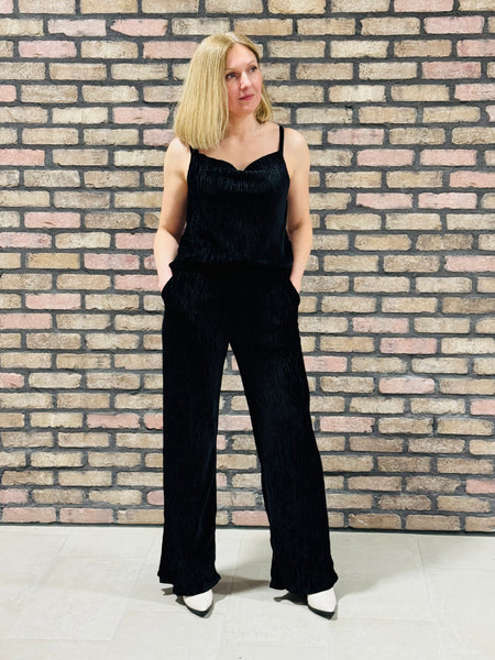 Textured Velvet Set - Black