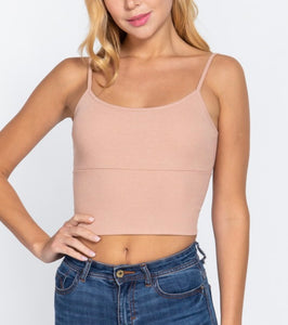 Bra-Cup Cami Crop Top - Pale Blush