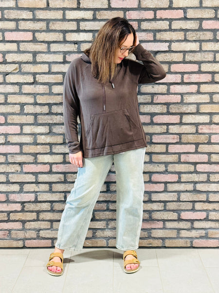 Longline Scuba Hoodie - Espresso
