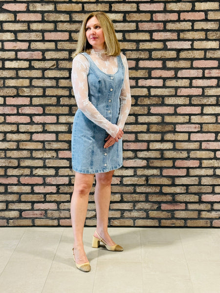 Denim Sleeveless Mini Dress - Light Wash
