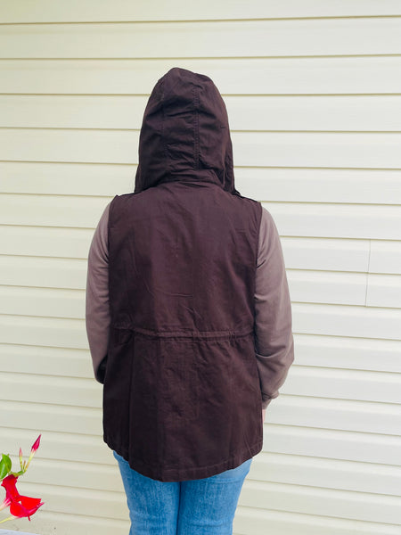 Military Hoodie Vest - Americano