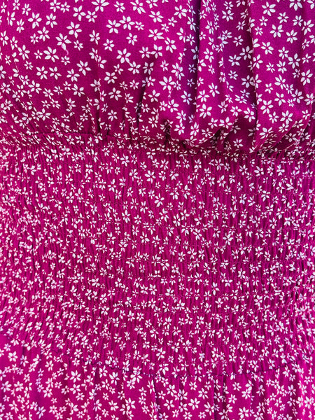 Floral A-Line Dress - Raspberry/Ivory