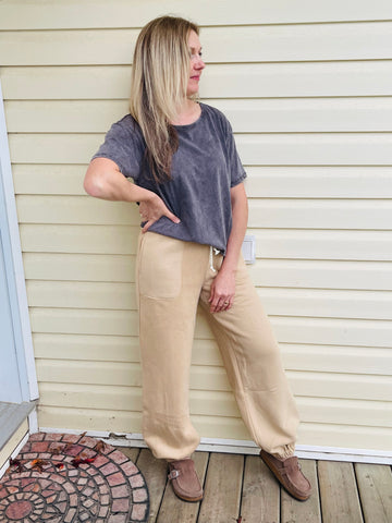 Wide Jogger Pants - Taupe