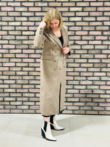 Double Breasted Long Coat - Mocha