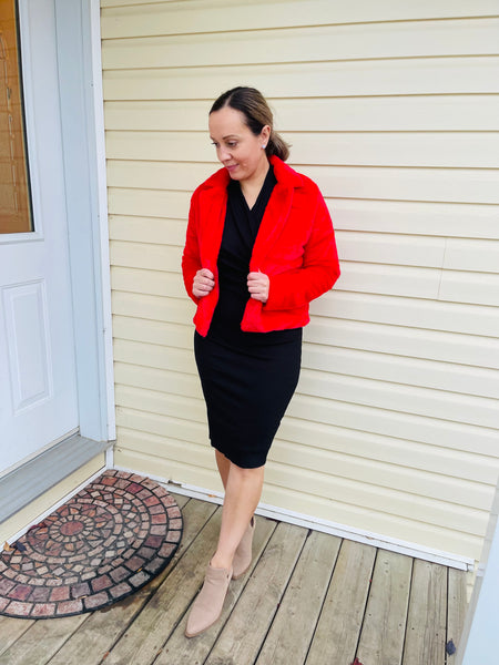 Faux Fur Jacket - Red
