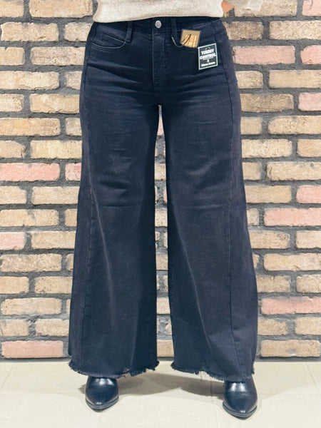 Tummy Control Palazzo Jeans - Black