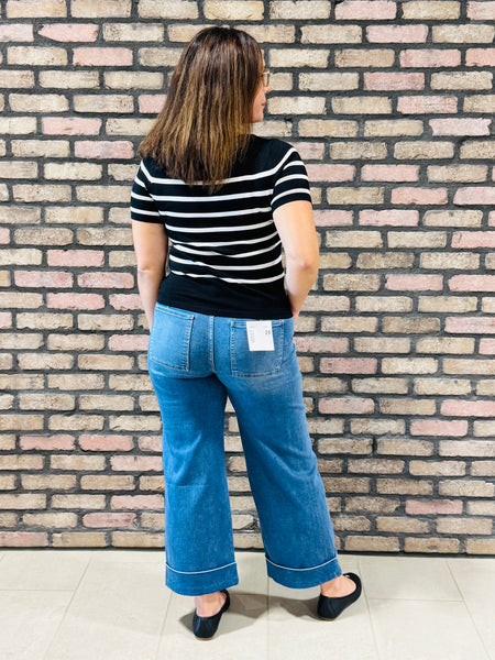 Double Cuffed Baggy Jeans - Dark Wash