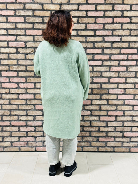 Long Open Duster Sweater - Sage Green