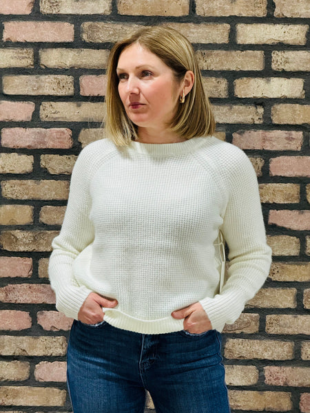 Waffle Pullover Sweater - Ivory