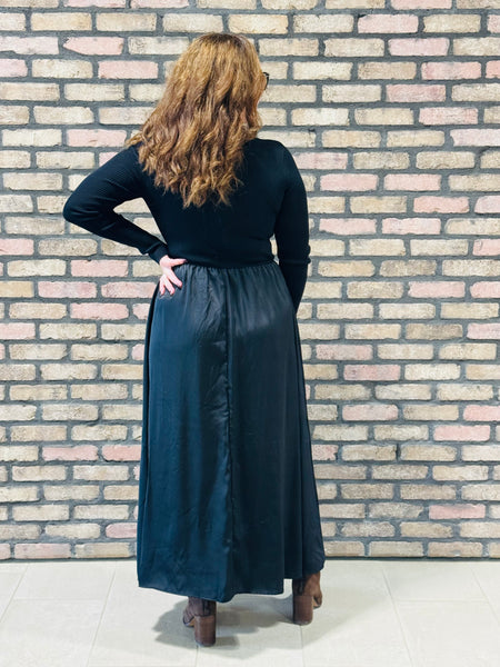 Twofer Midi Dress - Black