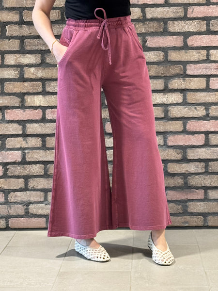 French Terry Pants - Cabernet