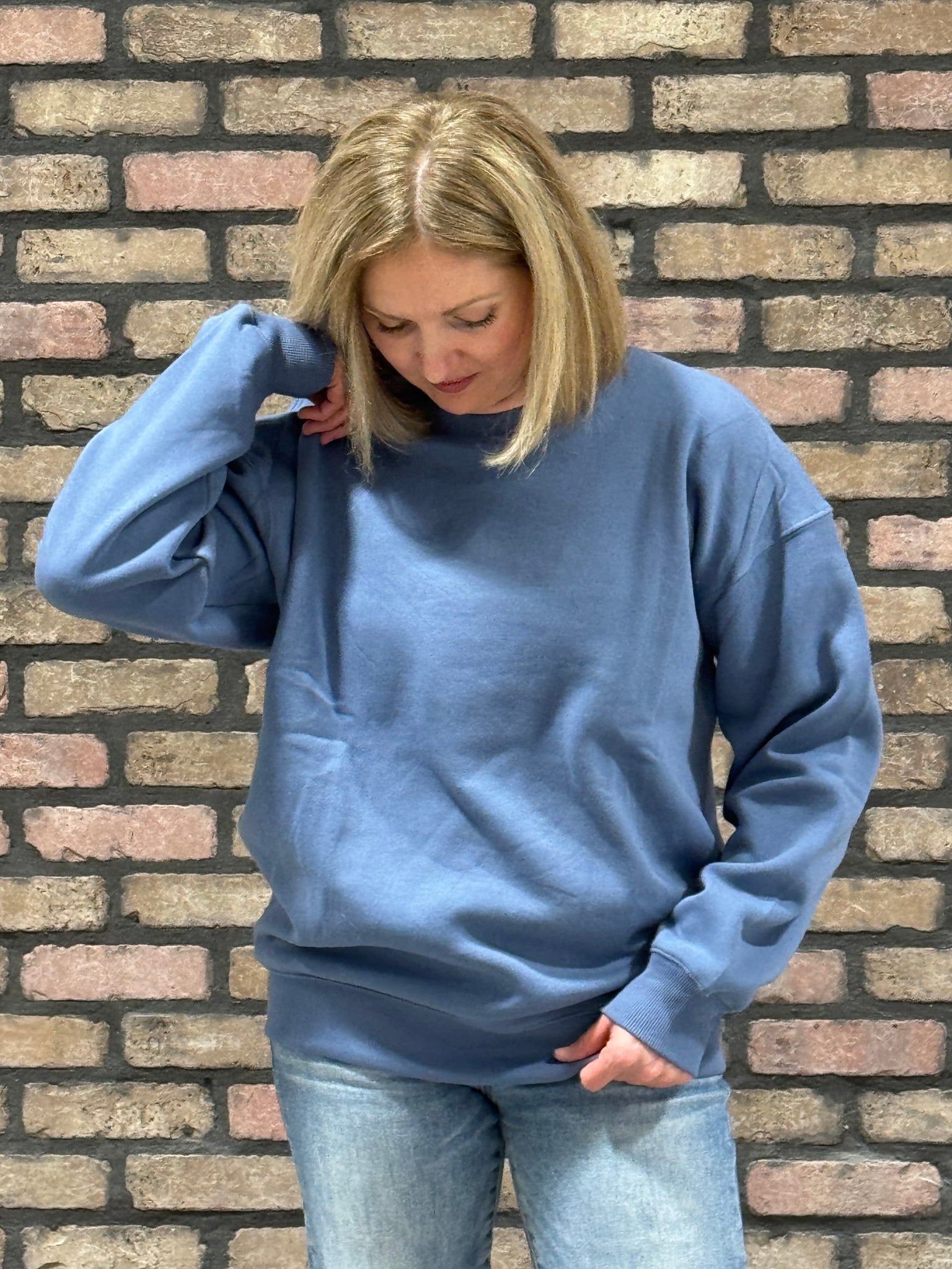 Fleece Pullover - Dusty Blue