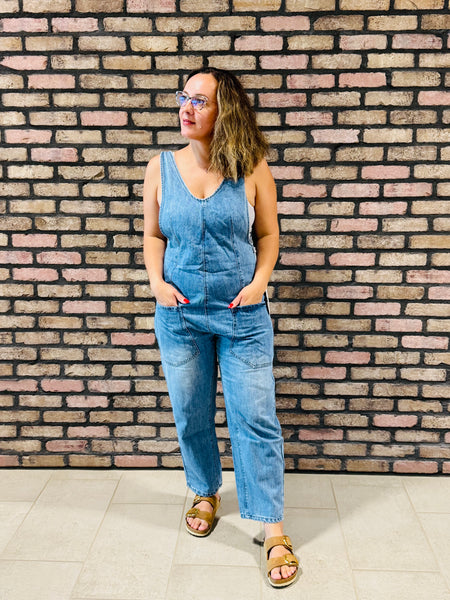 Denim Baggy Jumpsuit - Medium Wash