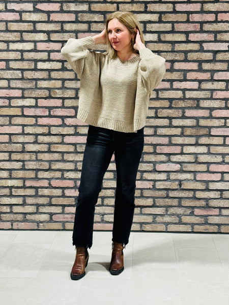 Oversized Balloon Sleeves Sweater - LT Mocha