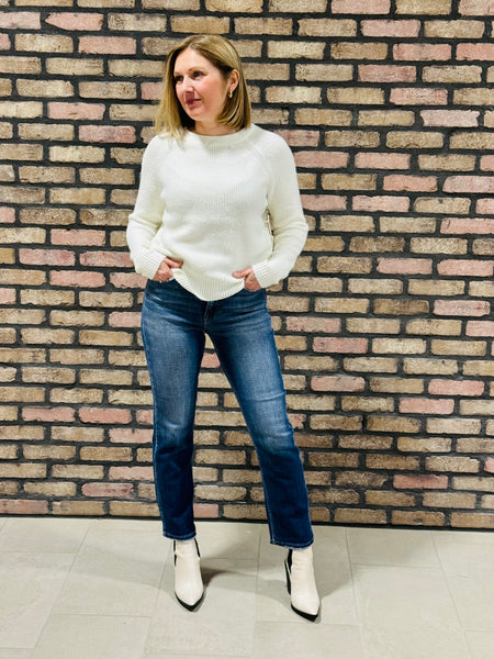 Tummy Control Crop Straight Jeans - Dark Wash