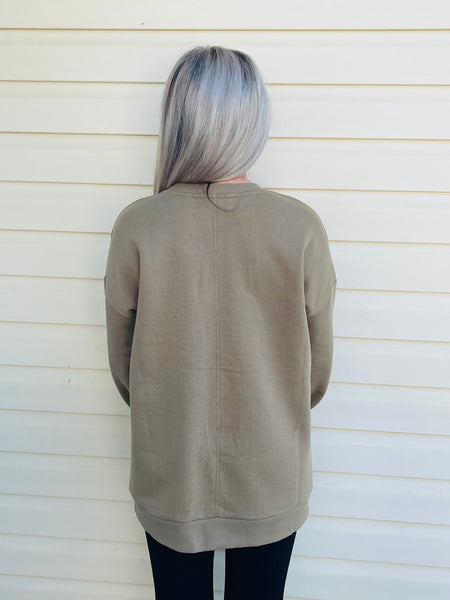 Sweatshirt with Pockets - Khaki