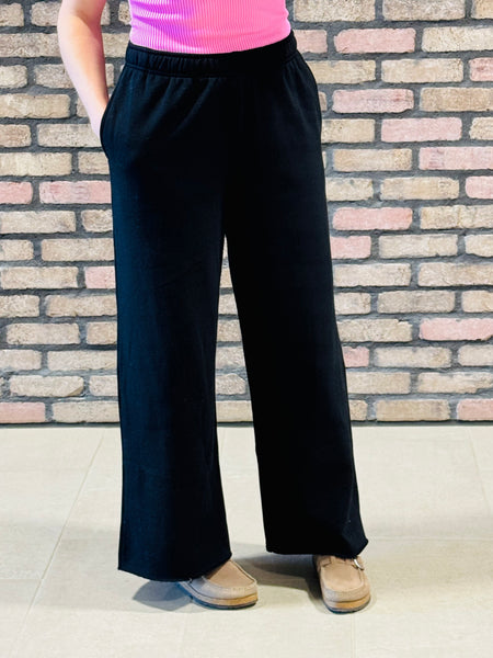 Raw Hem Sweatpants - Black