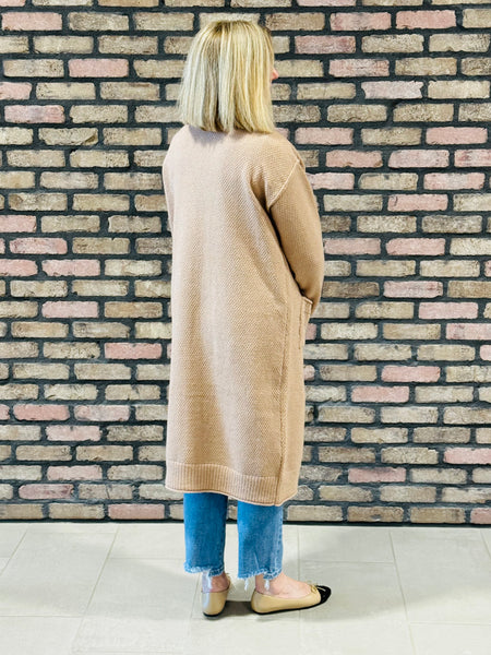 Textured Long Cardigan - Dark Taupe