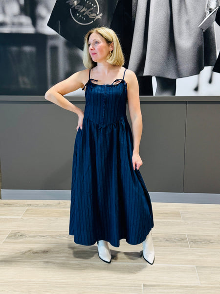 Corset Denim Dress - Dark Wash