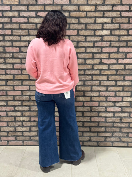 Ankle Wide Palazzo Jeans - Dark Wash