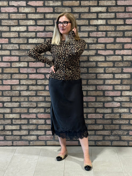 Leopard Print Cardigan - Brown