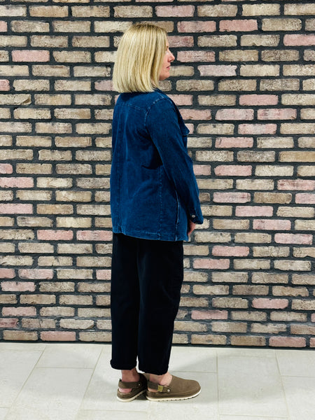 Cotton Blend Mineral Wash Shacket - Denim