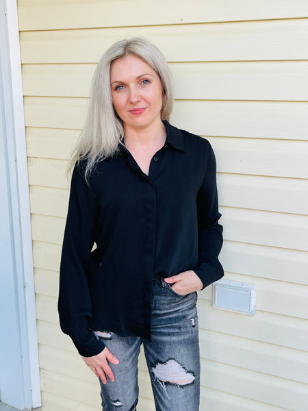 Flap Placket Shirt - Black
