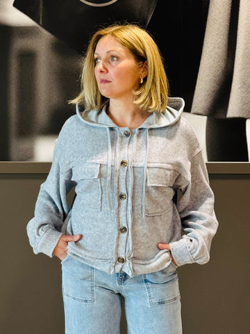 Brushed Hacci Shacket - H Grey