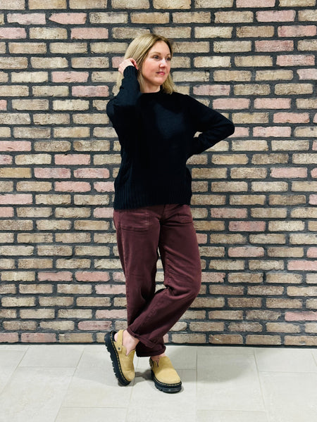 Side Cable Details Sweater - Black