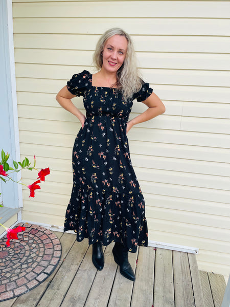 Smocked Top Maxi Dress - Black