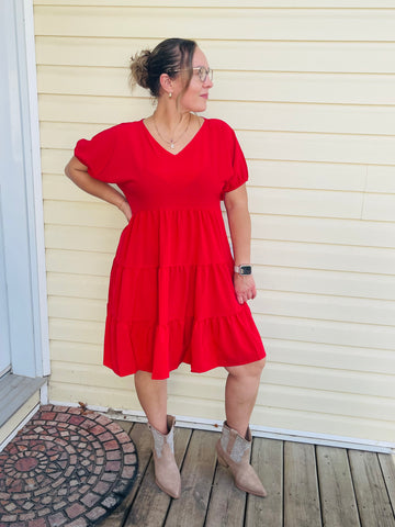 Dolman Sleeves Tiered Dress - BH Bonfire