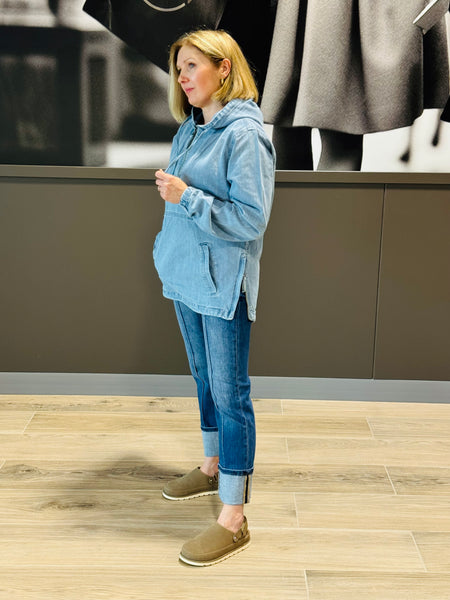 Hooded Denim Jacket - Light Wash
