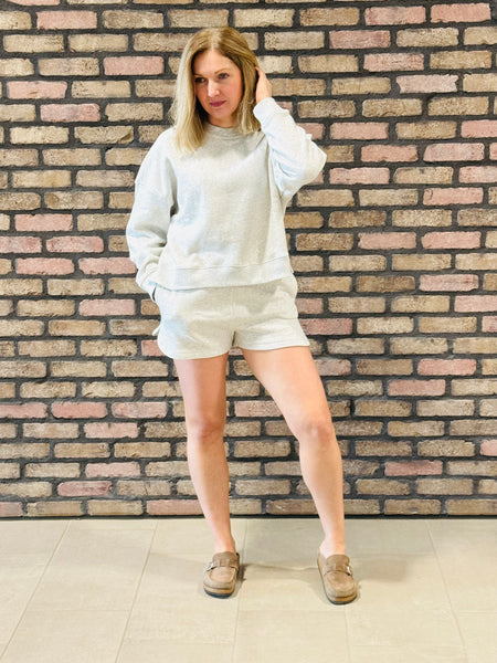Fleece Sweatshirt & Shorts Set - H Grey